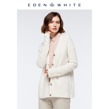 圣雪绒100%山羊绒中性oversize宽松慵懒北欧风V领加厚针织开衫