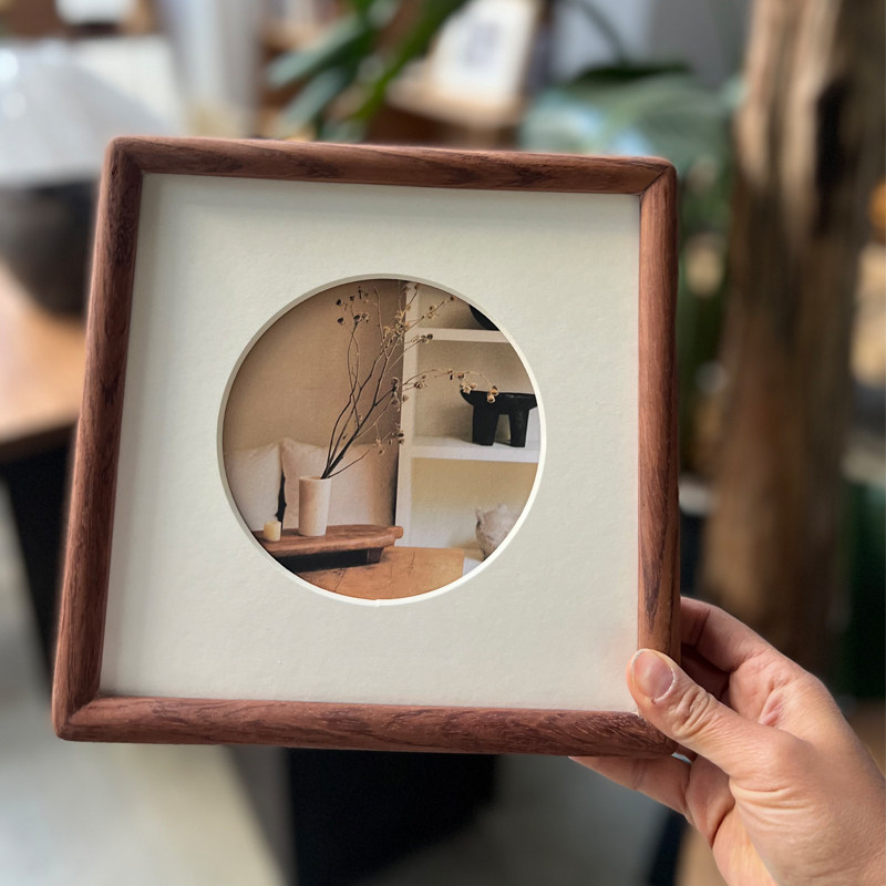 巴西花梨木素雅自然风画框 时尚装饰框 正方形框架摆挂两用纯手工