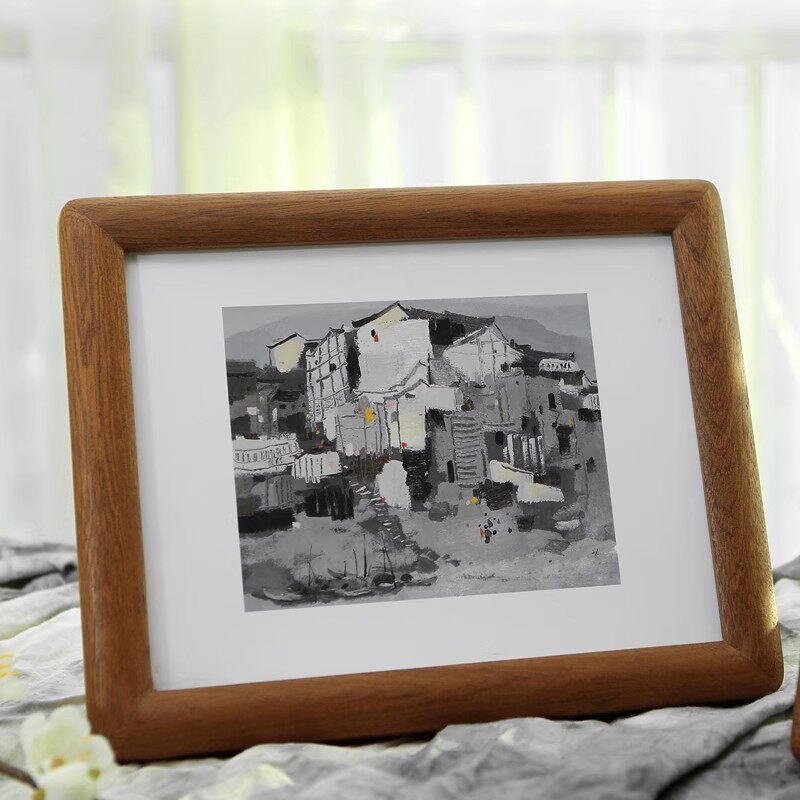 木质感好沙比利复古挂墙裱画装框