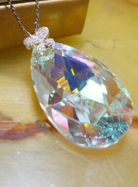 925银水晶吊坠女款百搭毛衣链子