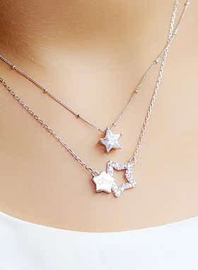 北极星双层镶嵌短款生日礼物链子