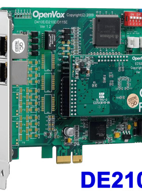 深简openvox DE210E数字语音卡D210E 2口E1电话asterisk卡pri中继EC100回声消除模块DAHDI驱动Linux FreePBX