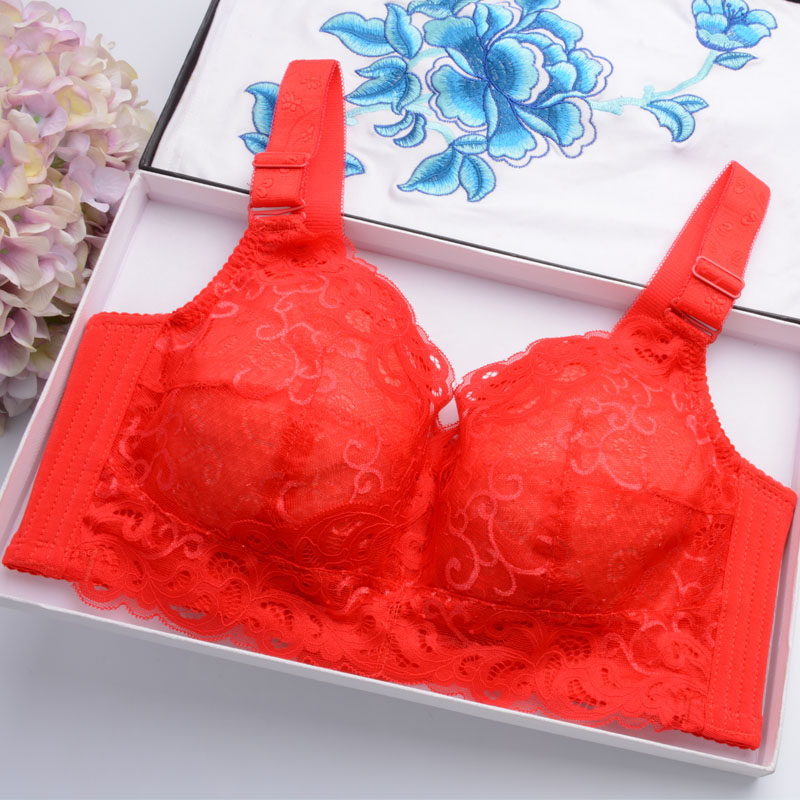 大胸显小全罩杯文胸无钢圈无海绵超薄款胖MM加大码胸罩缩胸内衣女