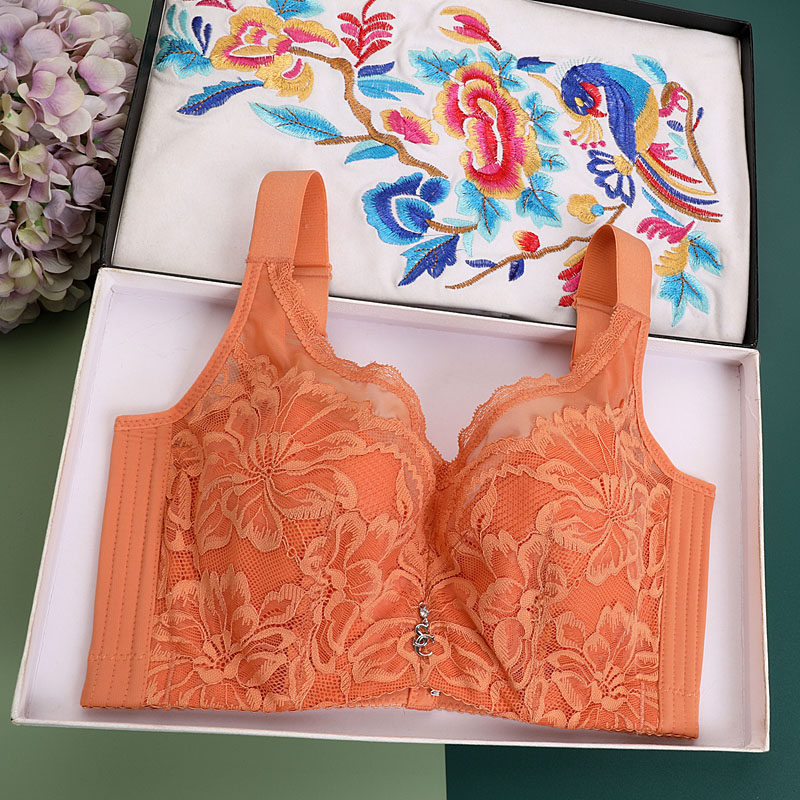 大胸显小软钢圈无海绵加大码文胸