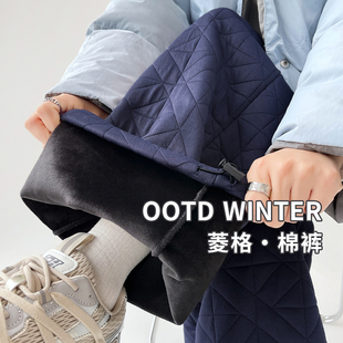 休闲小个子松弛感直筒阔腿裤 东北保暖加绒棉裤 女外穿秋冬2024新款