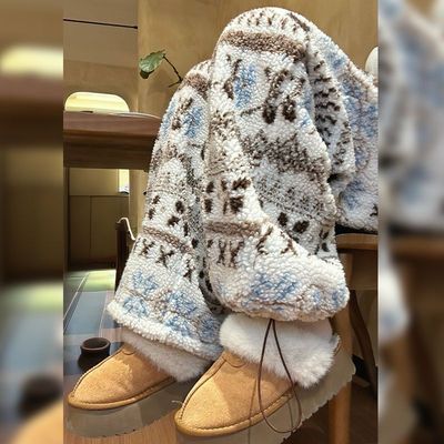 条格花费尔岛提花腿裤女