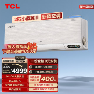 TCL 2匹小蓝翼Ⅲ新一级冷暖两用挂机家用卧室变频新风空调46YC