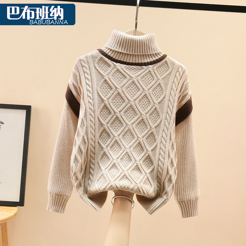 高领新款中大童加绒内搭冬装毛衣