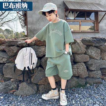男童夏装套装2025新款儿童衣服男孩短袖大童夏季童装时髦潮款帅气