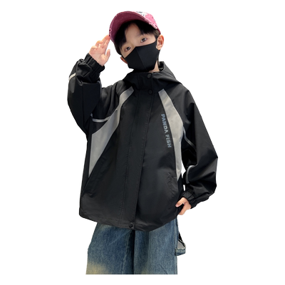 男童外套春秋装帅气连帽