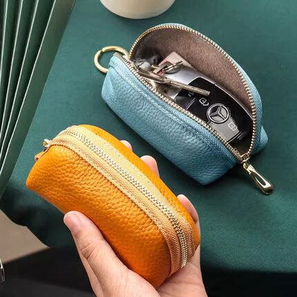 真软皮简约大容量通用车钥匙包女小巧可爱收纳迷你锁匙包套家用