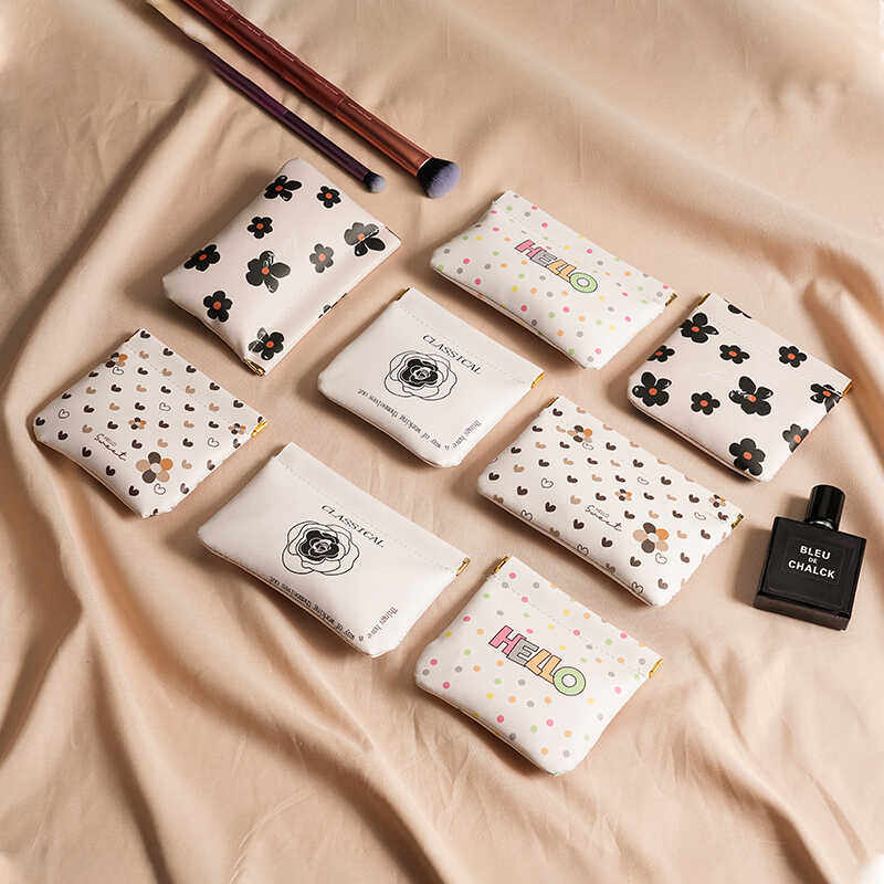 印花化妆包便携口红包女随身收纳包迷你袋自动闭合紧口弹片小包包,收纳整理,化妆包,淘宝优惠券,粉丝福利购,淘宝优惠卷
