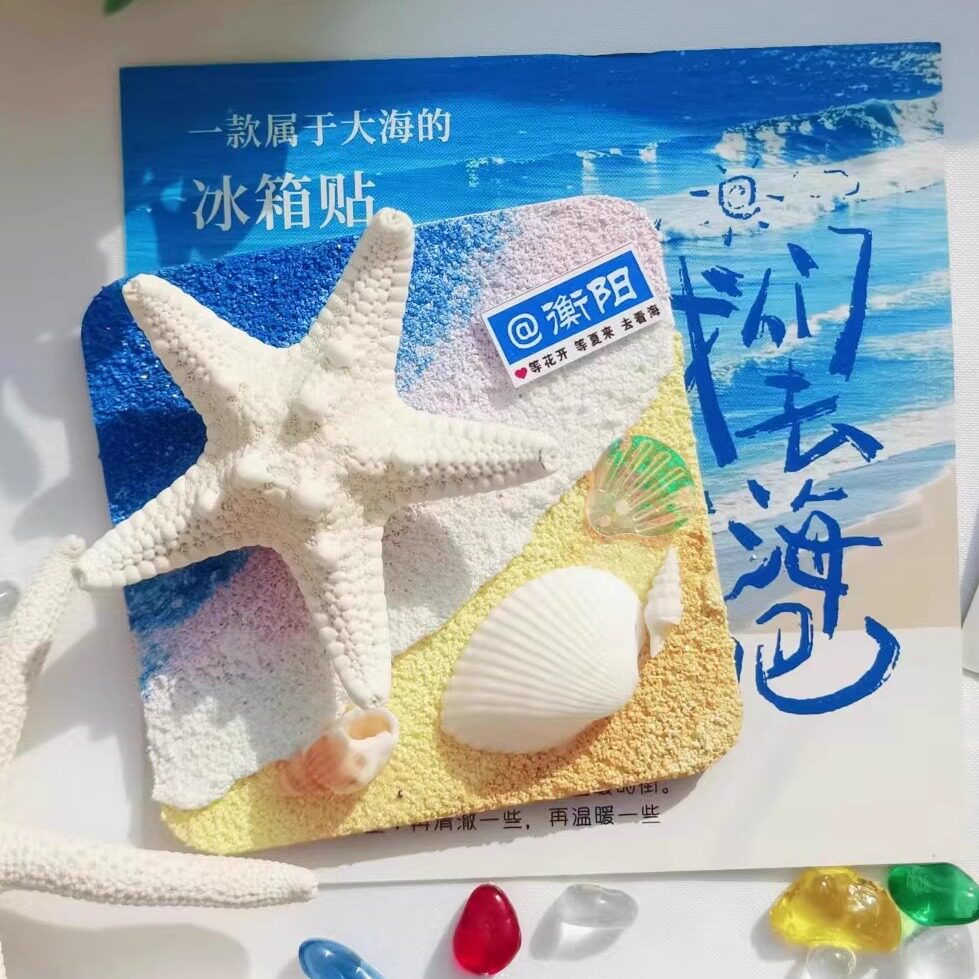 衡阳平潭青岛旅游纪念品贝壳海螺肌理画冰箱贴伴手礼