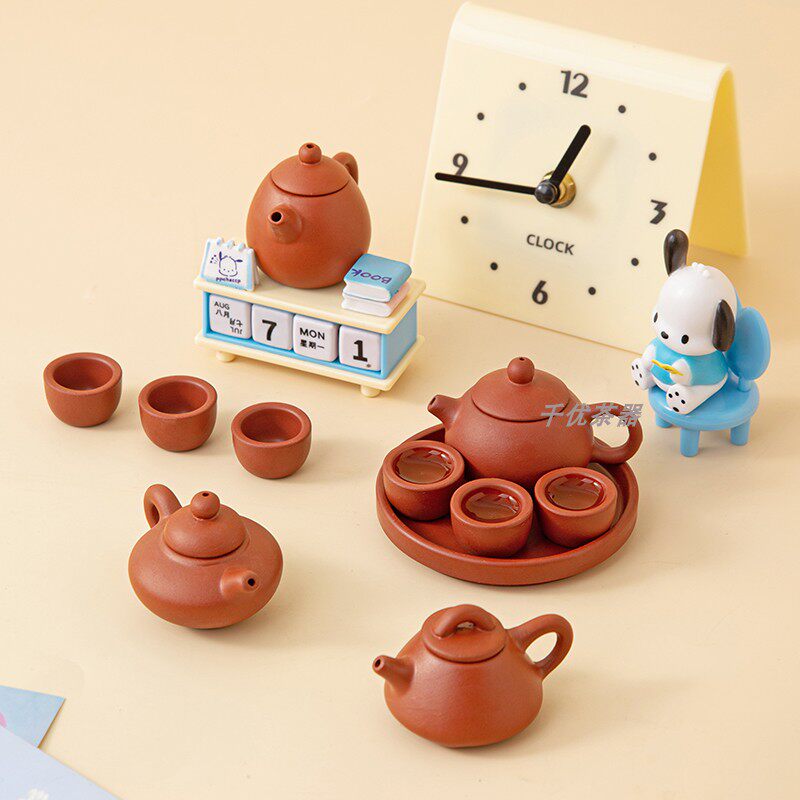 迷你陶瓷茶具儿童玩具奶茶过家家小茶壶茶盘杯子套装摆件装饰工艺