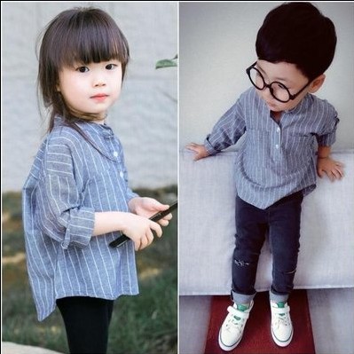 Kids Boys 2019 spring and autumn Korean Edition Long sleeved shirt baby Cotton Children Versatile children girl Striped shirtin the Children/Baby/Family fitted , Shirt  category - from Buy2taobao.com to provide professional Taobao agent buy service