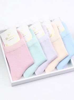 5双装女士春夏薄款纯棉中筒袜防臭吸汗全棉网眼透气无骨袜子女袜