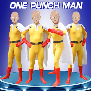 一拳超人cos服琦玉老师战斗服最强之男披风儿童成人连体紧身衣