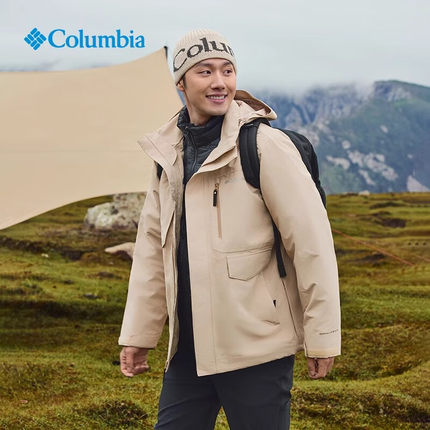 哥伦比亚三合一冲锋衣男800蓬羽绒胆热能保暖夹克XE9603