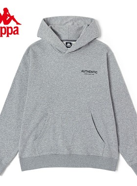 Kappa卡帕套头帽衫男23春运动卫衣休闲上衣灰色长袖外套K0D12MT06