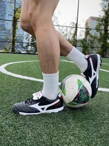 透气足球鞋Mizuno宽楦袋鼠皮低帮