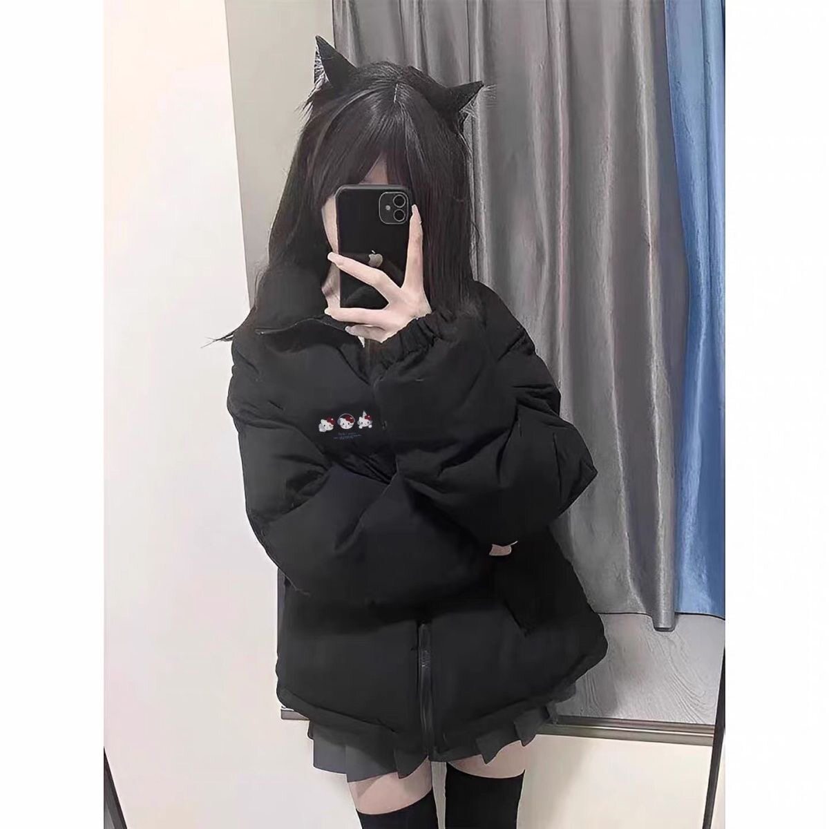 黑色潮牌保暖轻薄羽绒棉服2026新款女冬季宽松百搭立领棉袄外套潮