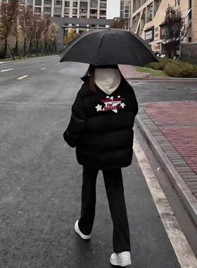 时尚个性羽绒棉服女款冬季2026新款高中生加厚保暖立领面包服外套