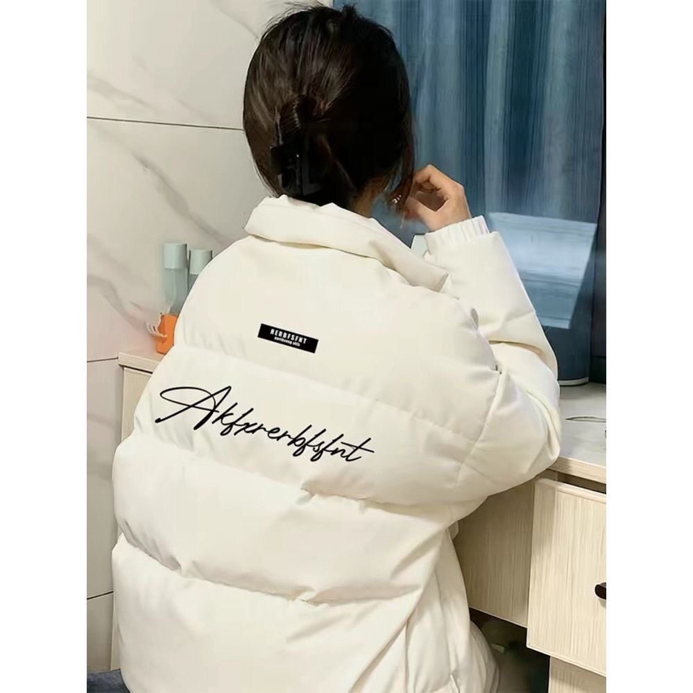 韩系小个子短款轻薄羽绒棉服外套女冬季2025年新款字母印花面包服