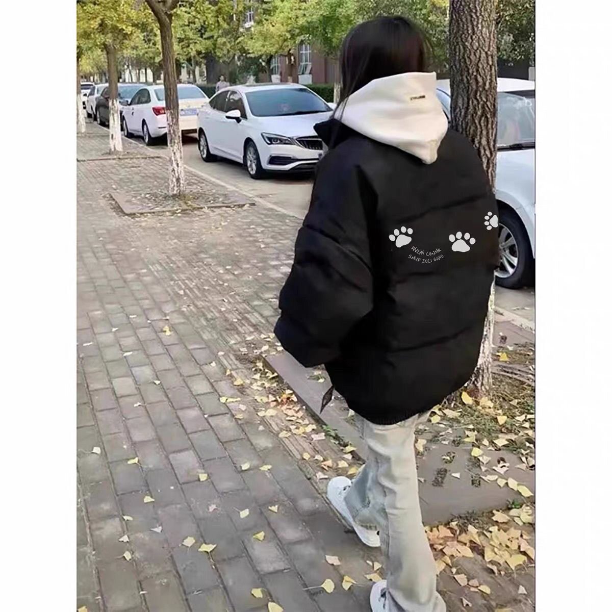 美式高街羽绒棉服女款冬季2026新款小个子初中生保暖学生立领外套