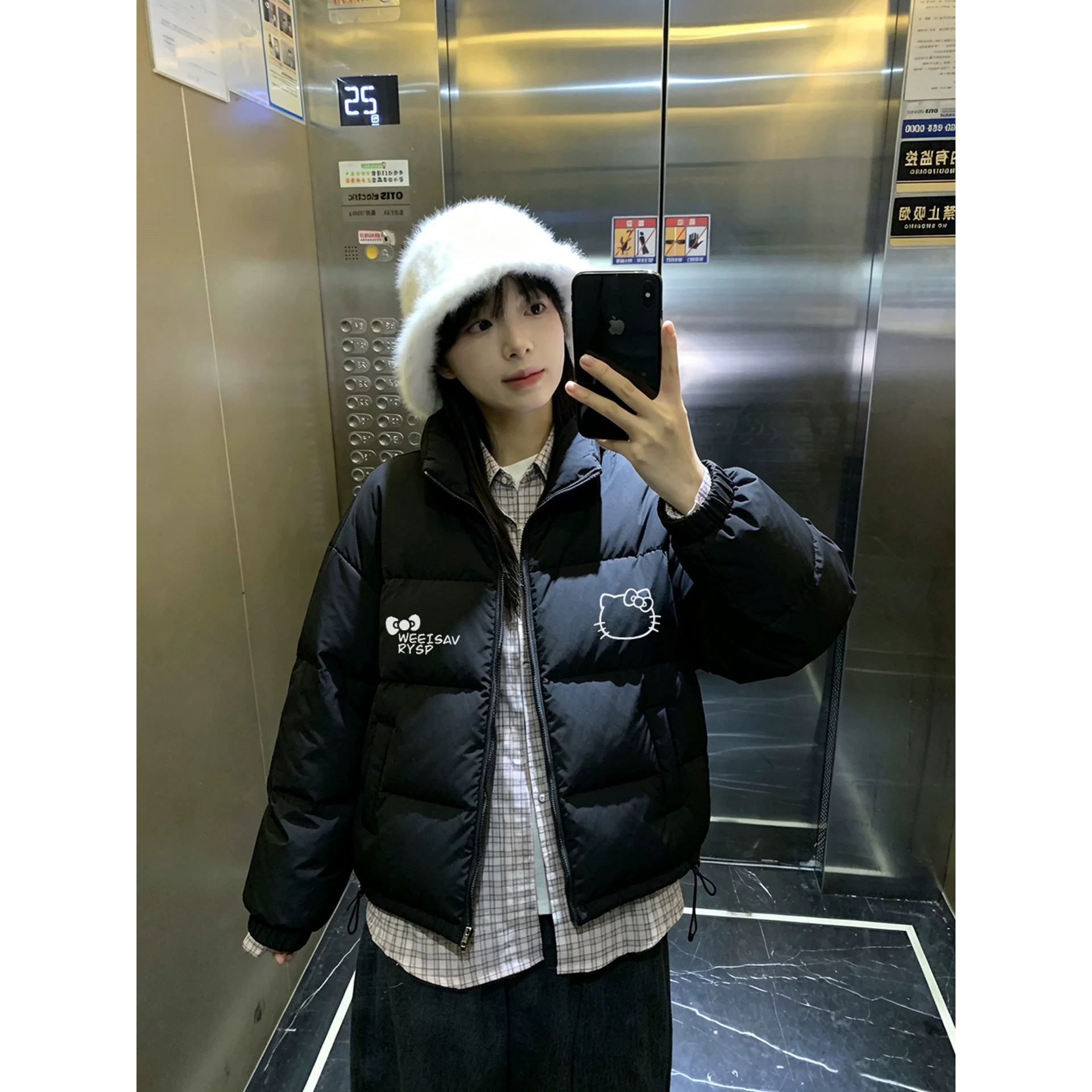 学生黑色羽绒棉服女保暖立领外套秋冬季新款美式休闲百搭面包服潮