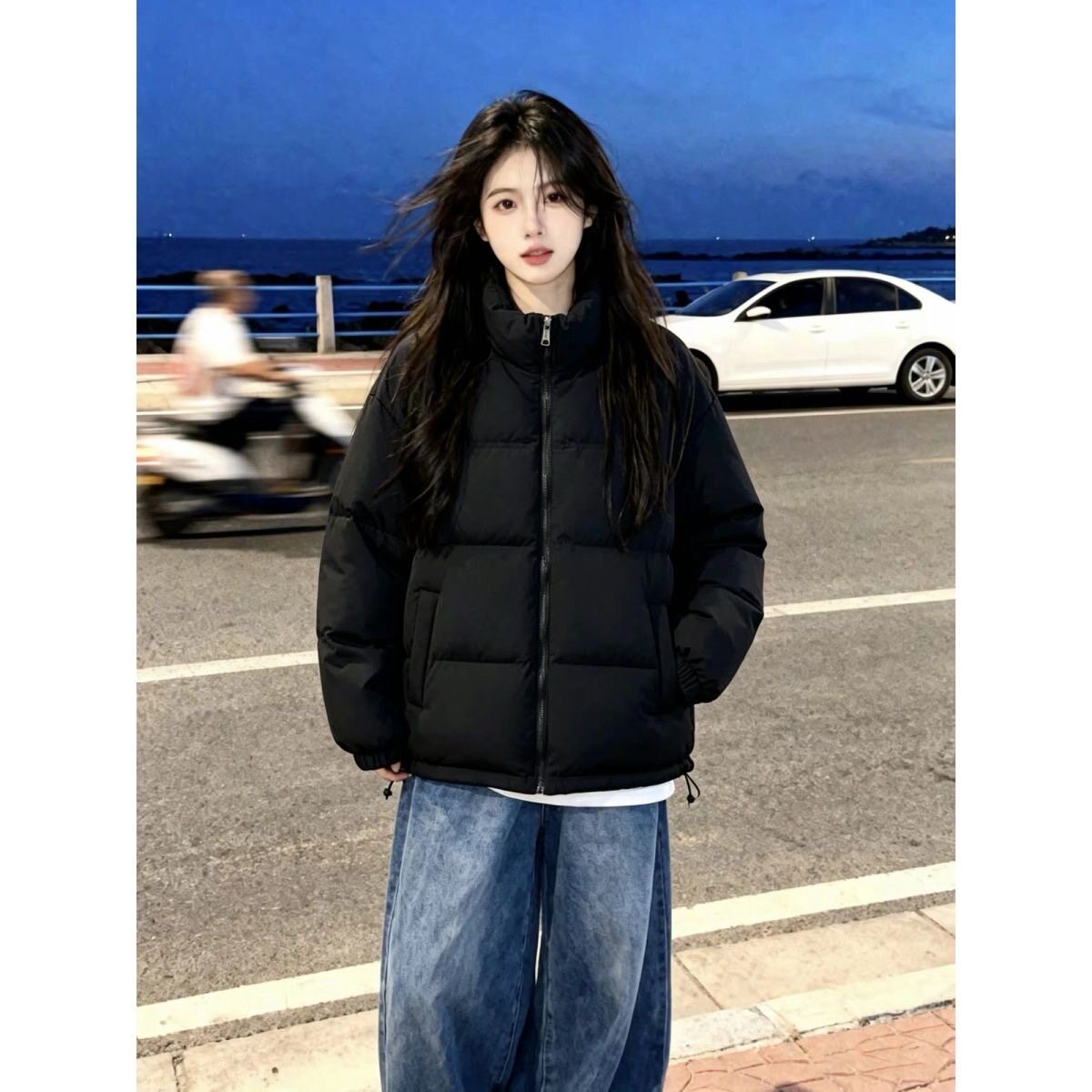 美式复古短款立领纯色羽绒棉服女冬季韩版学生宽松加厚保暖外套潮