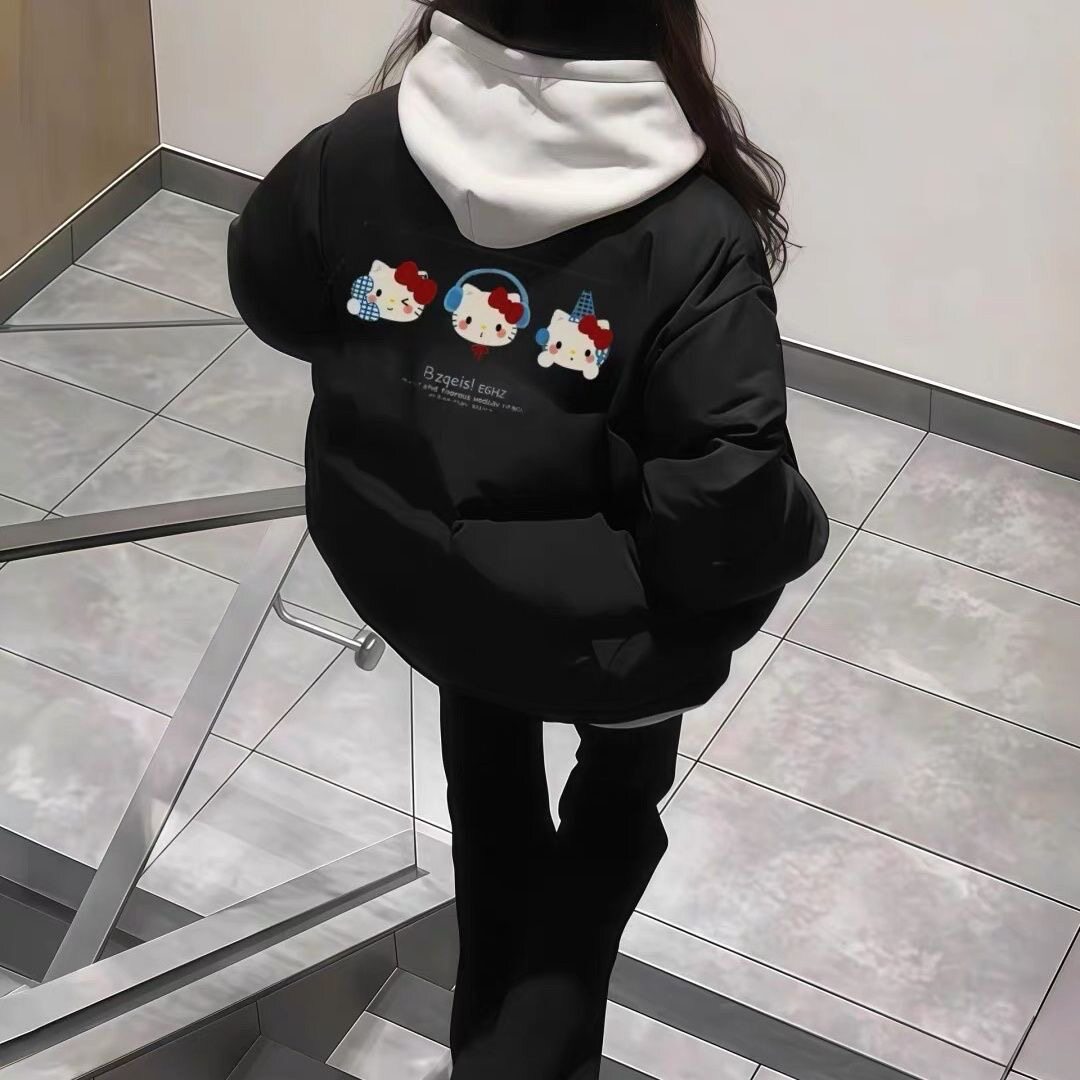黑色羽绒棉服少女大童冬季2026新款初中高中学生加厚保暖棉衣外套