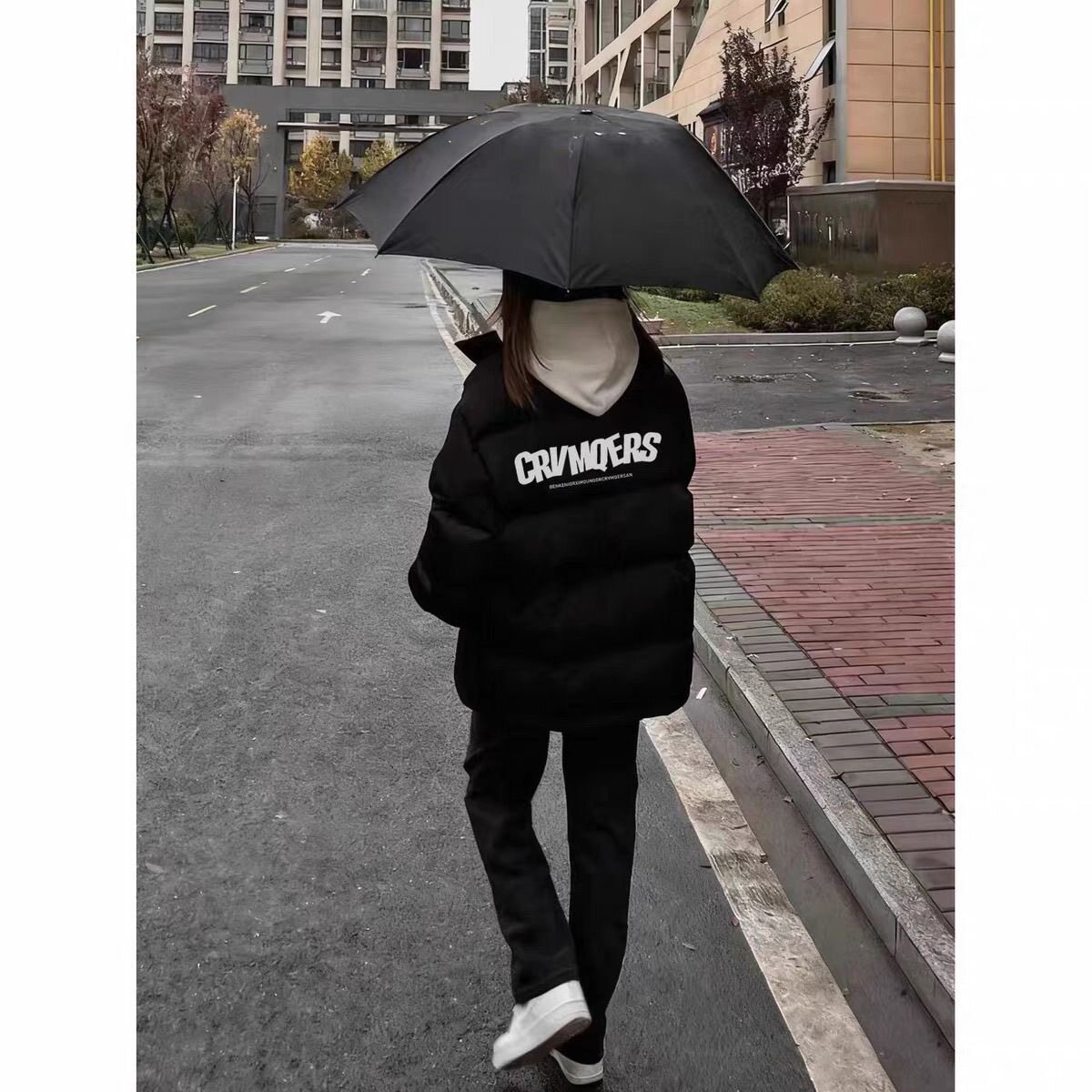 潮牌休闲羽绒棉服女款冬季2026新款初中生立领加厚百搭休闲面包服