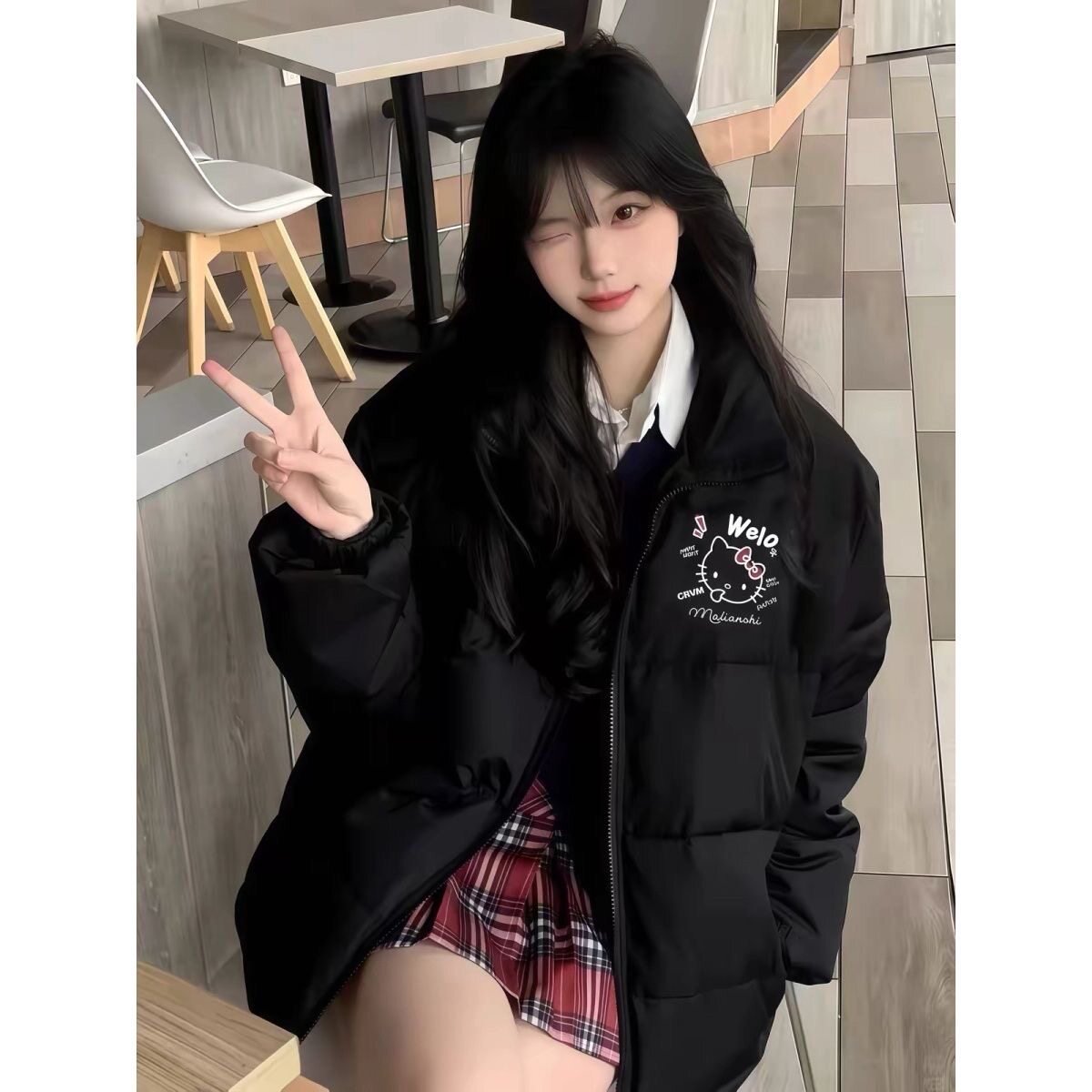 冬季立领短款羽绒棉服女款大童2026新款初中高中学生宽松保暖外套