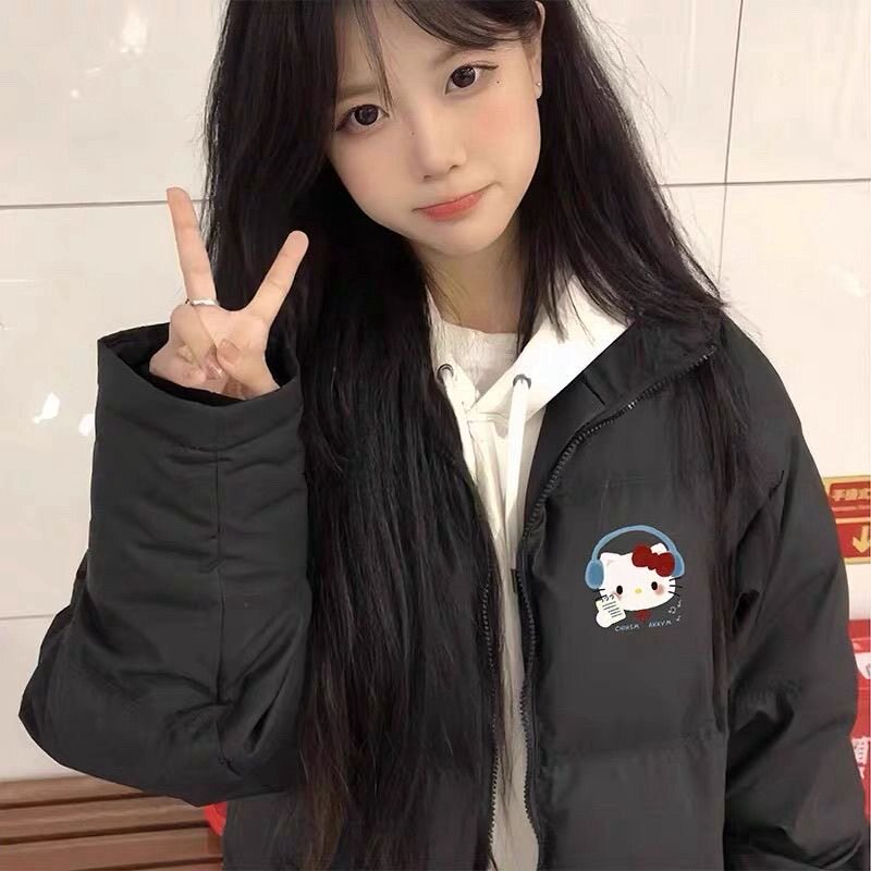 韩系羽绒棉服女2026年冬季新款卡通kitty猫加厚保暖小个子外套潮