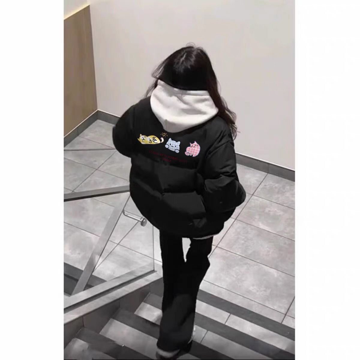 冬季羽绒棉服女可爱小猫韩系棉衣宽松加厚面包服短款加厚学生外套