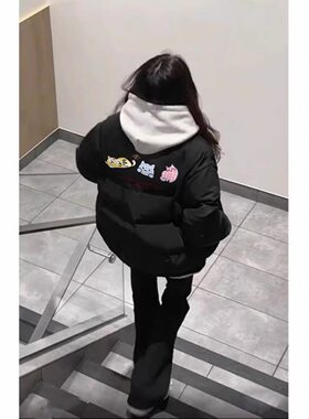 冬季羽绒棉服女可爱小猫韩系棉衣宽松加厚面包服短款加厚学生外套
