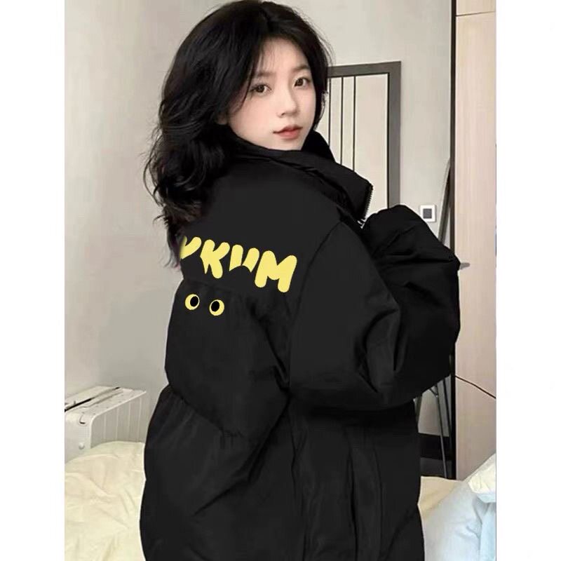 美式黑色学院风羽绒棉服女2026年冬装巨好看设计感加厚保暖外套潮