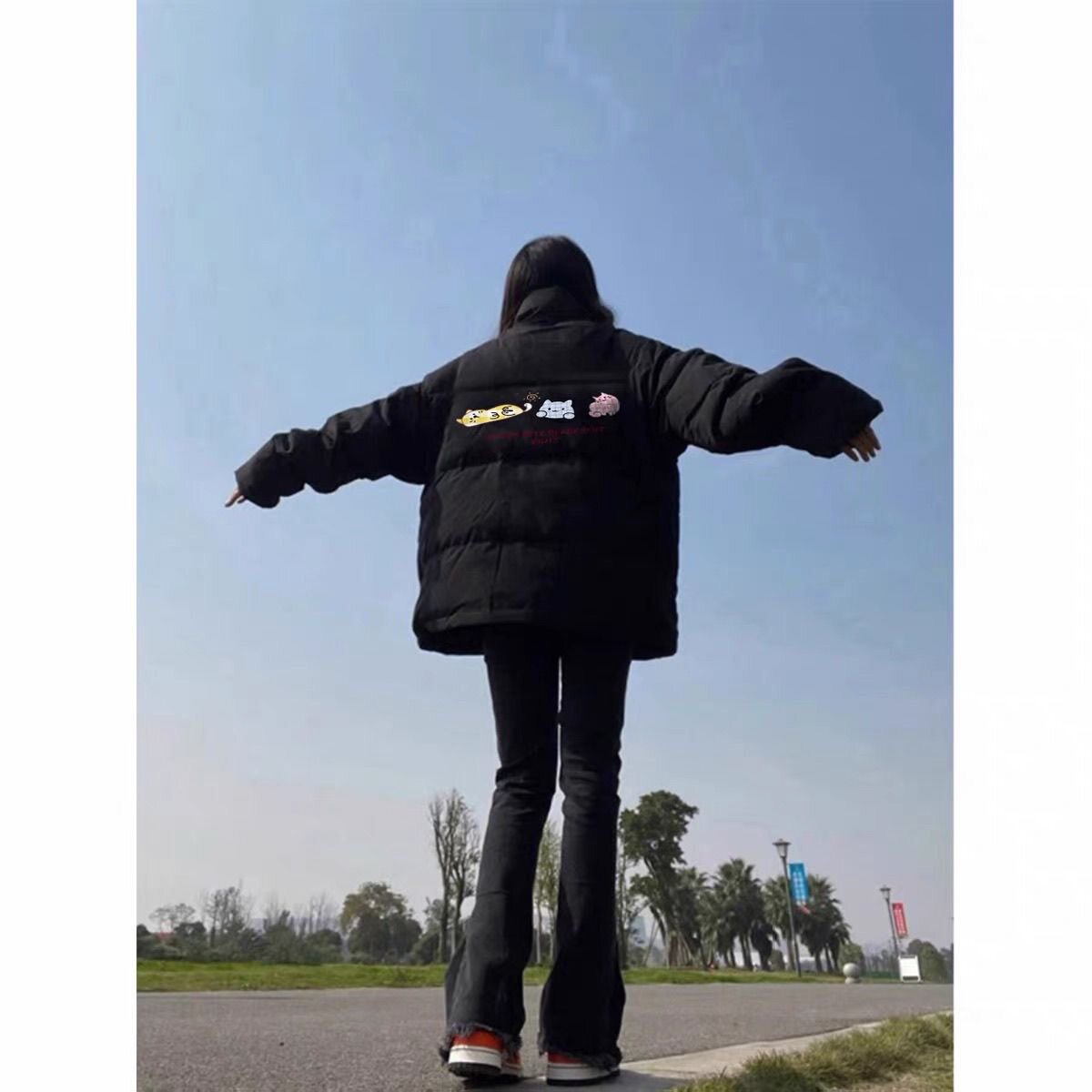 黑色棉服女款2026年新款冬季慵懒风面包服短款加厚小个子夹棉外套
