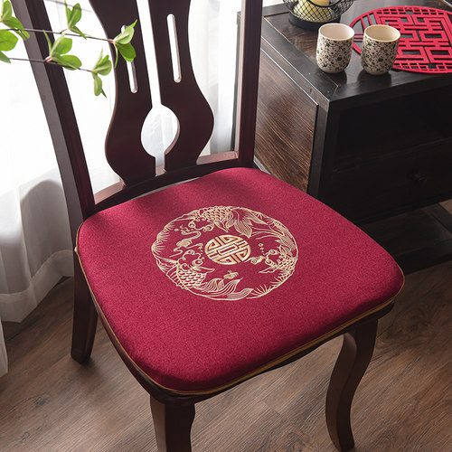新中式绣花餐椅垫可拆洗