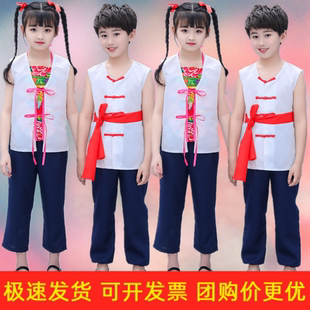 新款小英雄雨来演出服王二小放牛娃海娃鸡毛信服装陕北农民游击队