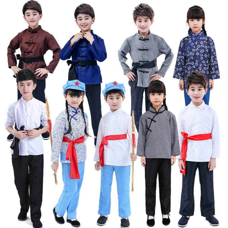 儿童农民演出服红军王二小表演服