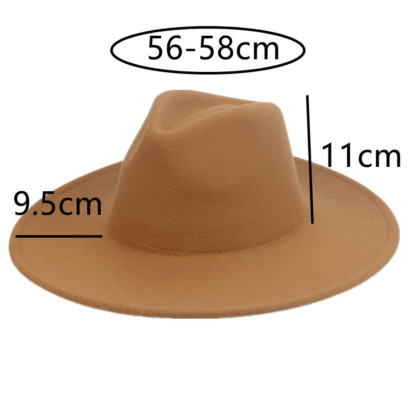 Fedoras 9.5cm Big Wide Brim Hat Women Winter Men Hats Cowboy