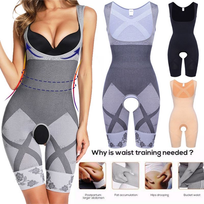 Shapewear Women Full Body Shaper Slimming Bodysuit Open Crot