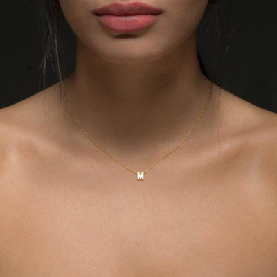 Fashion Gold Chain Initial Charms Necklace Pendant Metal Le