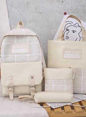 2020 New 4Pcs/set Canvas School Bag For Teenagers Girls Stu
