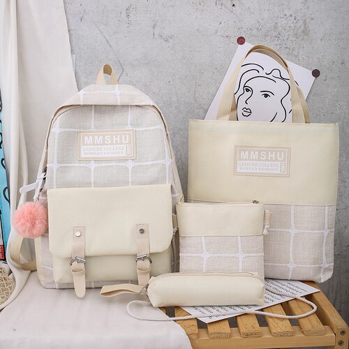 2020 New 4Pcs/set Canvas School Bag For Teenagers Girls Stu