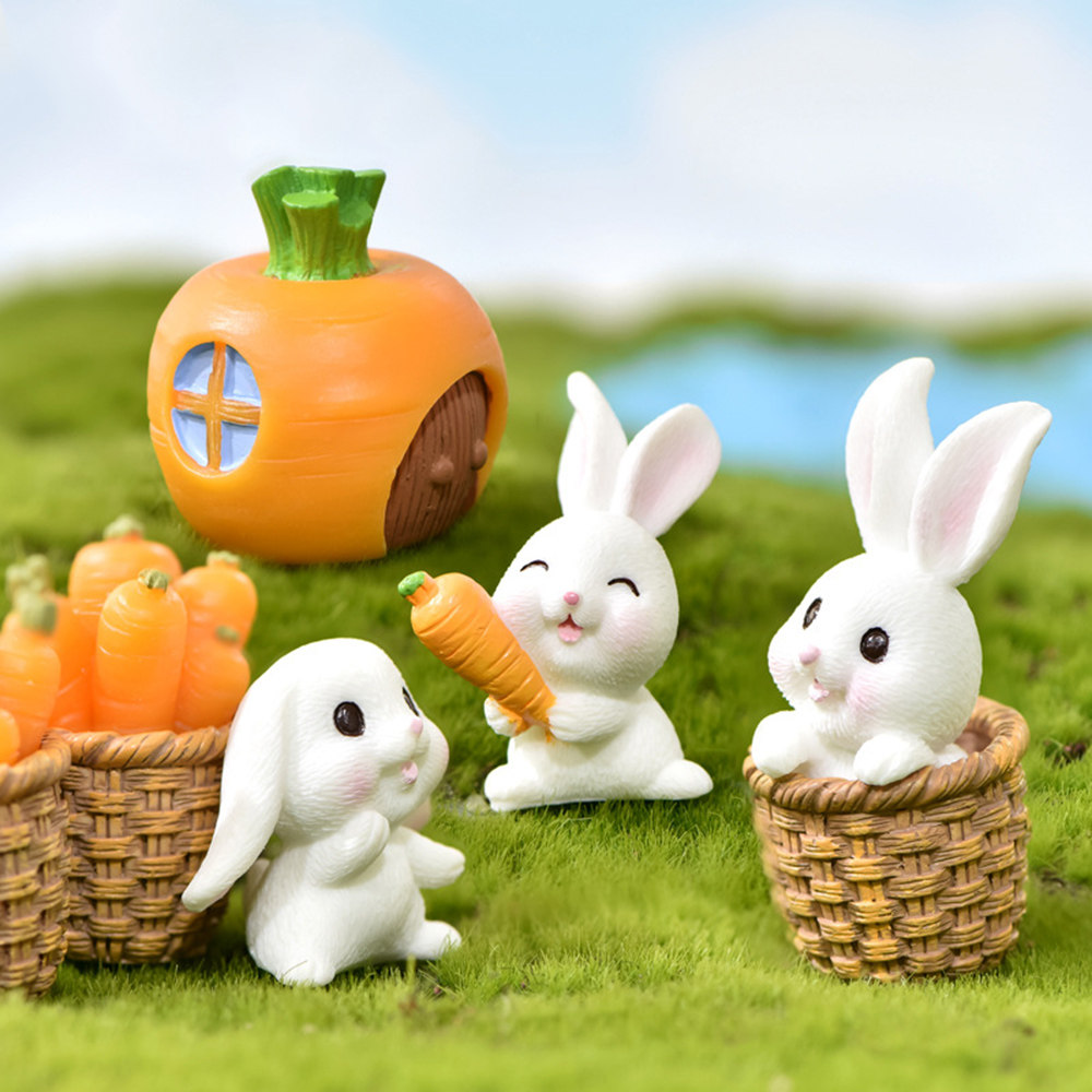 1 piece set easter bunny decoration craft miniature model ho