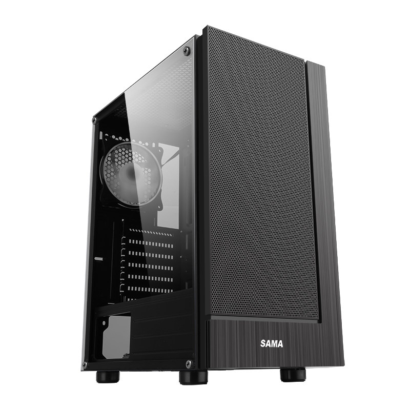 先马X1商务办公黑色ATX机箱台式机电脑中塔USB3.0侧透水冷机箱