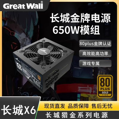 长城X6额定650W全模组金牌台式电脑机箱电源静音ATX主机电源背线