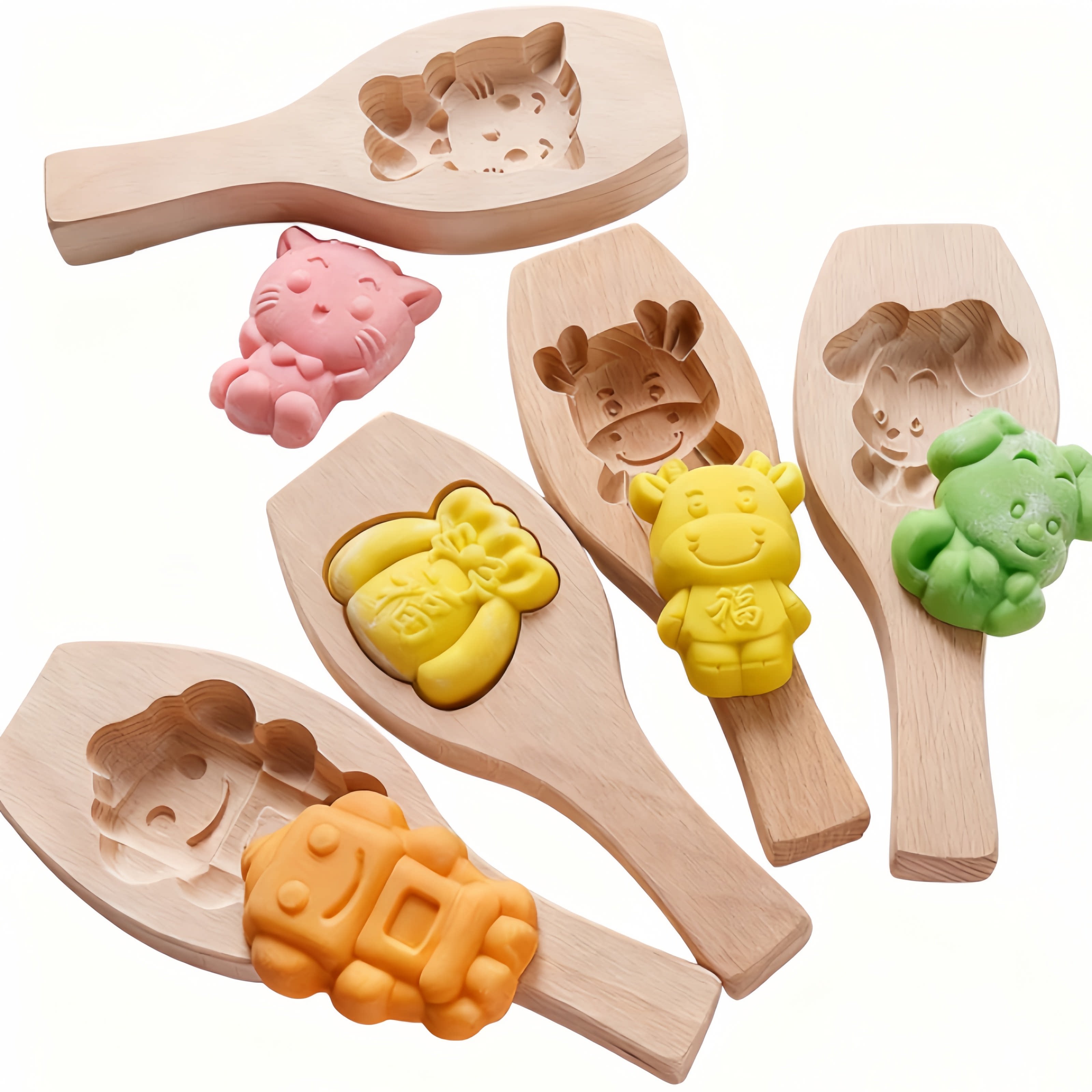 单孔立体卡通面食糕点点心馒头绿豆南瓜饼冰皮月饼模具木质卡子